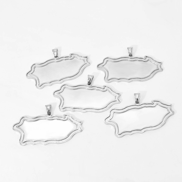 W-0041 8 Styles Stainless Steel Geometric Gem Tray Necklace Pendant Accessories