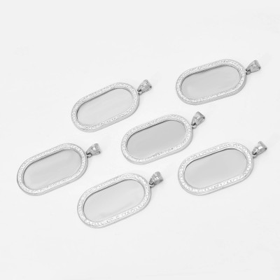 W-0041 8 Styles Stainless Steel Geometric Gem Tray Necklace Pendant Accessories