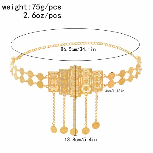 N-7803 Coins Tassels Vintage Carved Women Body Chains Sexy Belly Dance Chains Boho Ethnic Waist Chains