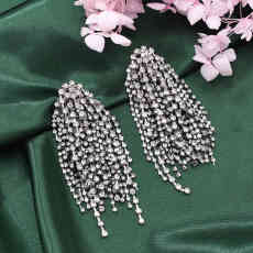 E-6475 Luxury Crystal Rhinestone Long Tassel Drop Earrings for Women Lady Night Club Party Wedding Jewelry Gift