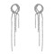 E-6474 Fashion Geometric Crystal Long Tassel Drop Dangle Earrings for Women Bridal Wedding Party Jewelry Gift