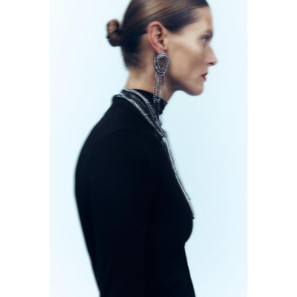 E-6474 Fashion Geometric Crystal Long Tassel Drop Dangle Earrings for Women Bridal Wedding Party Jewelry Gift