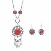 N-7806 2 PCS Necklaces Earrings Sets For Women Bohemian Stone Vintage Hollow Alloy Tassels Jewelry Sets