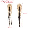 E-6477 Exquisite Gold Metal Big Flower Black Crystal Long Tassel Drop Earrings for Women Wedding Party Jewelry Gift