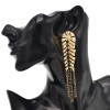 E-6477 Exquisite Gold Metal Big Flower Black Crystal Long Tassel Drop Earrings for Women Wedding Party Jewelry Gift