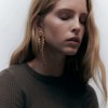E-6477 Exquisite Gold Metal Big Flower Black Crystal Long Tassel Drop Earrings for Women Wedding Party Jewelry Gift