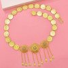 N-7651 New Boho Gold Metal Coin Long Tassel Crystal Belly Dance Waist Chains for Women Indian Holiday Party Body Jewelry