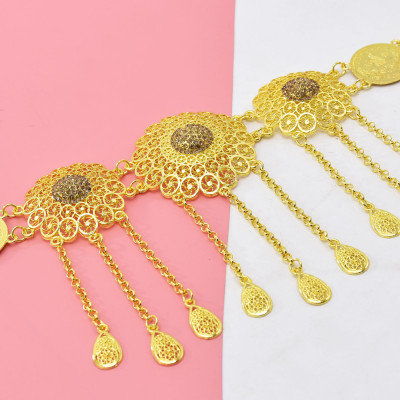 N-7651 New Boho Gold Metal Coin Long Tassel Crystal Belly Dance Waist Chains for Women Indian Holiday Party Body Jewelry