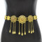 N-7651 New Boho Gold Metal Coin Long Tassel Crystal Belly Dance Waist Chains for Women Indian Holiday Party Body Jewelry