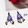 N-7808 Boho Vintage Colorful Seed Beads Dangle Earrings and Ethnic Necklace Set for Women Girls Dress Birthday New Year Gift