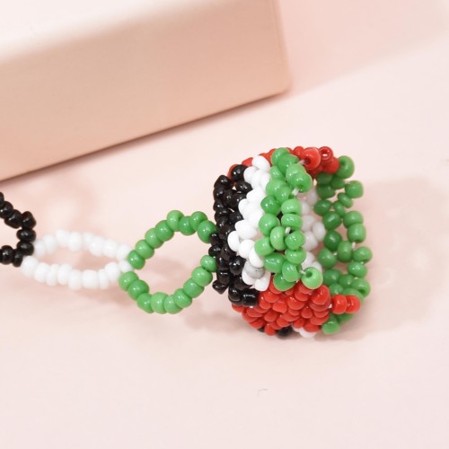 B-1219 Colorful Rice Beads Beaded Finger Stretch Bracelet Ethnic Tribe Hand Jewelry