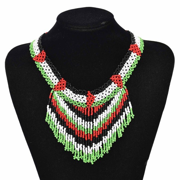 N-7811 Bohemian Beads Necklaces For Women Colorful Tassels Ethnic Drop Dangle Acrylic Chokers Necklaces