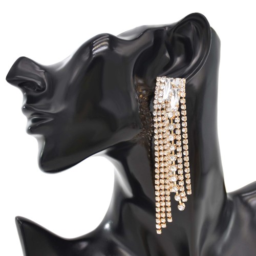 E-6481 Luxury Crystal Long Tassel Drop Earrings for Women Bridal Wedding Party Jewelry Valentine's Day Gift
