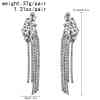 E-6480 Fashion Geometric Crystal Long Tassel Drop Dangle Earrings for Women Bridal Wedding Party Jewelry Gift