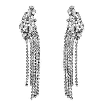 E-6480 Fashion Geometric Crystal Long Tassel Drop Dangle Earrings for Women Bridal Wedding Party Jewelry Gift
