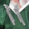 E-6480 Fashion Geometric Crystal Long Tassel Drop Dangle Earrings for Women Bridal Wedding Party Jewelry Gift