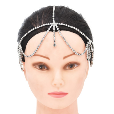 Rhinestone Bridal Crystal Forehead Headband Head Chain for Women Girls Bridesmaid Wedding Dance Party Hair Accessories
