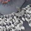 N-7812 Multi-layered Leaf Tassels Hook Hairband Vintage Silver Moon Drop Jewelry Accessories