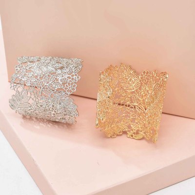 B-1220 Hollow Craved Flower & Leaf Bracelets For Women Punk Party Ethnic Gypsy Bracelets Female