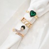 R-1570 3Pcs/Set Bohemian Vintage Gold Alloy Green Crystal Heart Snake Shape Midi Finger Rings Sets for Women Party Jewelry