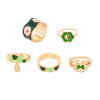 R-1571 5Pcs Set Vintage Gold Flowers Geometric Crystal  Finger Rings Sets for Women Boho Party Jewelry