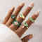 R-1571 5Pcs Set Vintage Gold Flowers Geometric Crystal  Finger Rings Sets for Women Boho Party Jewelry