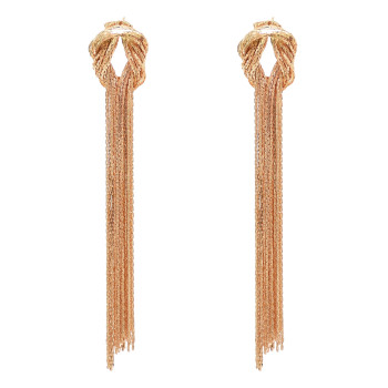 E-6483 Gold Knot Braid Drop Statement Earring Long Tassel Bridal Wedding Dangle For Women Girls Jewelry Birthday Gift