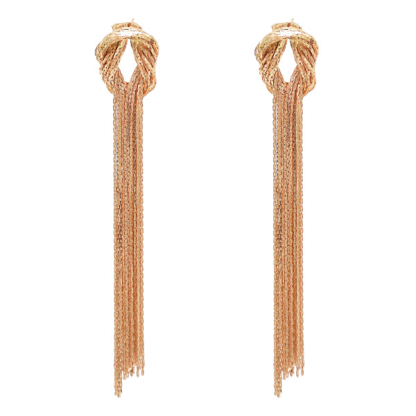 E-6483 Gold Knot Braid Drop Statement Earring Long Tassel Bridal Wedding Dangle For Women Girls Jewelry Birthday Gift