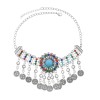 N-7815 Vintage Silver Color Metal Acrylic Beads Coin Tassel Necklaces for Women Bohemian Indian Gypsy Party Jewelry