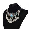 N-7815 Vintage Silver Color Metal Acrylic Beads Coin Tassel Necklaces for Women Bohemian Indian Gypsy Party Jewelry