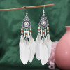 E-6484 Women Feather Earrings Bohemian Long Fringe Tassel   Dangle Earrings For Women Girls