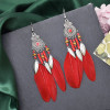 E-6484 Women Feather Earrings Bohemian Long Fringe Tassel   Dangle Earrings For Women Girls