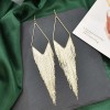 E-6485 New Fashion Gold Silver Color Metal Long Line Tassel Dangle Drop Earrings for Women Holiday Party Jewelry