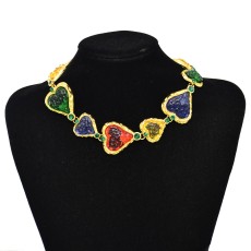Colorful Acrylic Heart-shaped Choker Necklace for Women Girls South Korea Fashion Lovely Neck Jewelry
