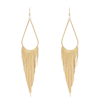 E-6486 Sparkly Tear Drop Statement Dangle Long Tassel Bridal Wedding Earring For Women Girls Party Jewelry