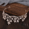 F-0821 Bridal Star Headband Crystal Rhinestones Silver Tiara Queens Princess Crown for Women Girls Wedding Birthday