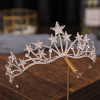 F-0821 Bridal Star Headband Crystal Rhinestones Silver Tiara Queens Princess Crown for Women Girls Wedding Birthday