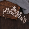 F-0821 Bridal Star Headband Crystal Rhinestones Silver Tiara Queens Princess Crown for Women Girls Wedding Birthday