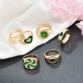 R-1572 6 PCS Ring Sets For Women Green Love Vintage Number Ring Party Finger Jewelry Sets