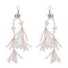 E-6489 Rhinestone Pearl Dangle Flower Pearl Chain Tassel Earring for Women Girls Shopping Party Decor Xmas Gift