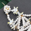 E-6489 Rhinestone Pearl Dangle Flower Pearl Chain Tassel Earring for Women Girls Shopping Party Decor Xmas Gift