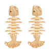 E-6488 New Retro Gold Extravagant Design Spliced Fishbone Earrings Women Bohemian Holiday Party Jewelry Gift