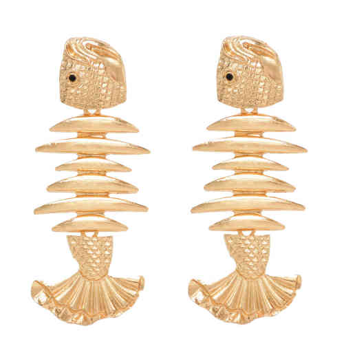 E-6488 New Retro Gold Extravagant Design Spliced Fishbone Earrings Women Bohemian Holiday Party Jewelry Gift