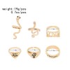 R-1575 6Pcs/Set Vintage Gold Bohemian Snake Shape Love Letter Midi Finger Rings Sets for Women Party Jewelry Accessories