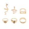 R-1575 6Pcs/Set Vintage Gold Bohemian Snake Shape Love Letter Midi Finger Rings Sets for Women Party Jewelry Accessories