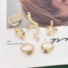 R-1575 6Pcs/Set Vintage Gold Bohemian Snake Shape Love Letter Midi Finger Rings Sets for Women Party Jewelry Accessories