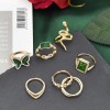 R-1574 8Pcs/Set Gold Fashion Butterfly Letter Geometric Rhinestone Ring for Women