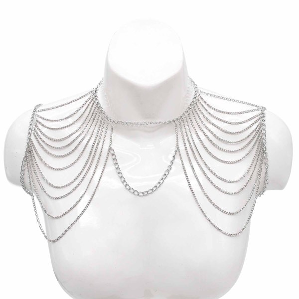 N-7819 Simple Shoulder Chains For Women Alloy Multilayer Chokers Ethnic Tassels Body Chains Female