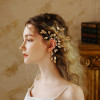 E-6490 1PC Exaggerated Vintage Leaf Type Earhole Free Crystal Earbone Clip Handmade Earrings Suitable for Women's Party Jewelry Gift