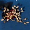 E-6490 1PC Exaggerated Vintage Leaf Type Earhole Free Crystal Earbone Clip Handmade Earrings Suitable for Women's Party Jewelry Gift